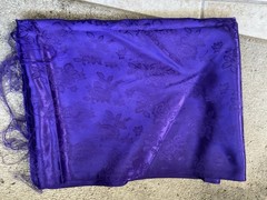DEEP PURPLE SATIN Jacquard Brocade Fabric Rosette Floral 58 Inch Polyester, BTY