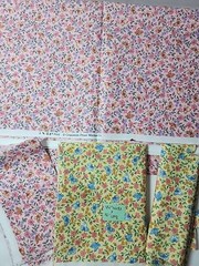 2x Cranston Pink, Yellow Botanical Cotton Quilting Sewing Fabric 1.8yd + Remnant