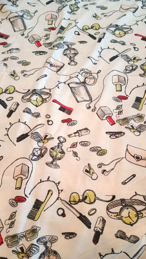 Girly Accessories Theme Print – 2 Way Stretch Cotton Fabric – 1 2/3 Yards