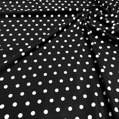 Swimwear Fabric Spandex Stretch Mini Black and White Polka Dots print By Yard