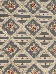 Vintage Cotton Fabric Tudor Rose by Fabri-Quilt Blue 44” X 49”