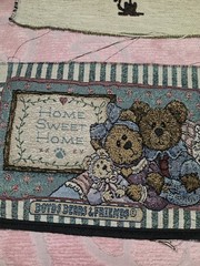 Lot Of 7 VTG Tapestry Fabric Panels Mixed Themes & Sizes Bears, Flowers Etc