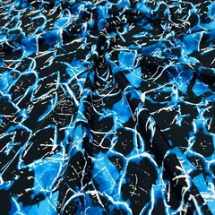 Abstract Neon Blue Thunders print Spandex Fabric 4-way Stretch Swimwear By Yard