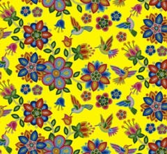 Elizabeth Studio Tucson Yellow Hummingbird Flower Quilt Fabric by the Yard