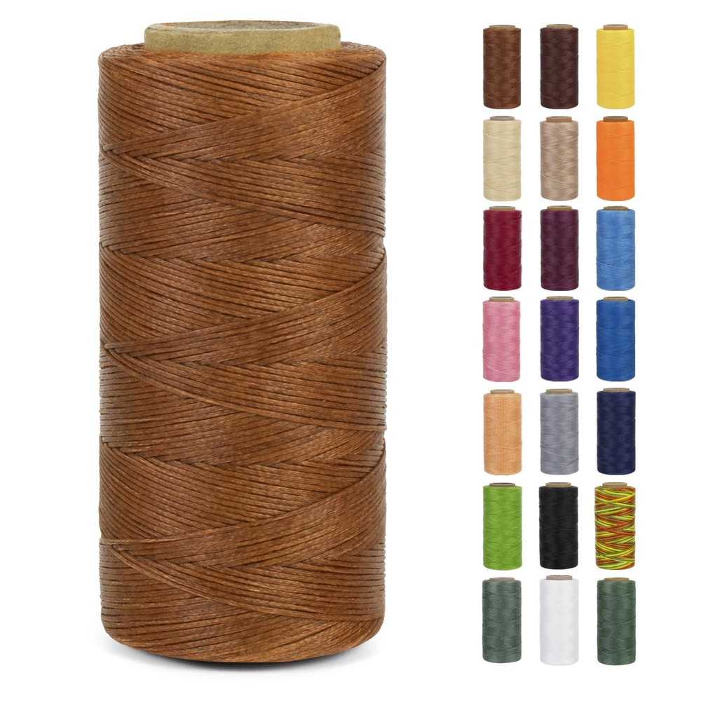 LEREATI 0.8mm Waxed Thread for Leather Sewing, 284 Yards, x 260m, Brown