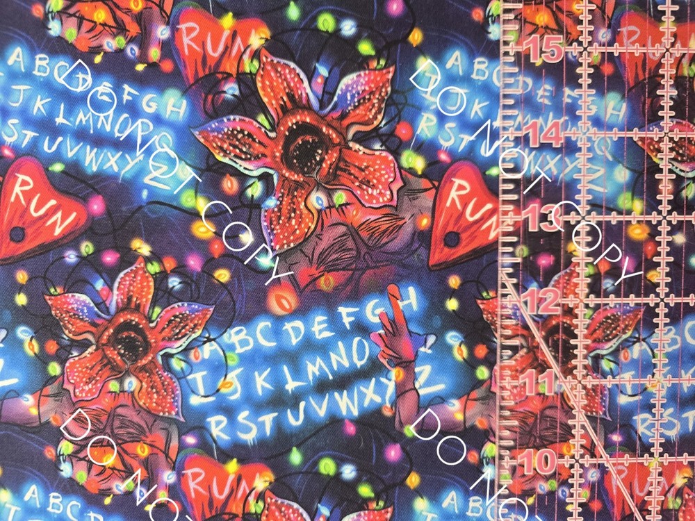 Custom Cotton Woven Fabric TV Show Stranger Things Neon By The 1/4 Yard 9×56