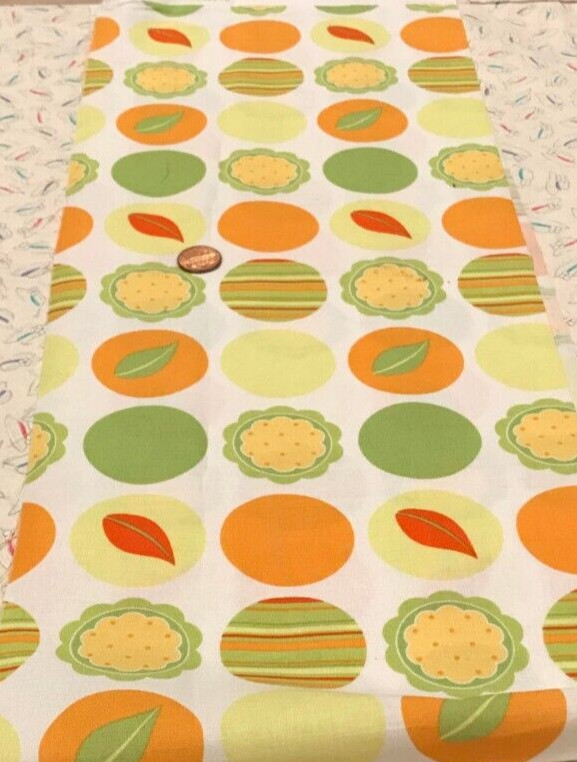 Colorful Orbs*Orange Yellow Green Red *Michael Miller*100% Cotton Remnant*8″x21″