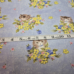 Kittens in Flowers Purple Yellow Cotton Flannel Daisy Kingdom 3 Yds Tabby Kitty