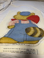 Vintage Spring Mills Racoon Fabric Cut Sew Pillow Panel 7515 Overalls With Flaws
