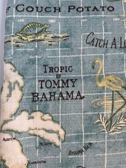 Tommy Bahama Upholstery Fabric TBO Island Song Blue Coastal Fun 2+ yds 82″ X 56″