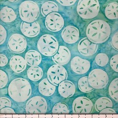 1 Yard Cut of Lunn Fabric Sand Dollar Batik 100% Cotton 4891 Aqua Ocean Sea Blue
