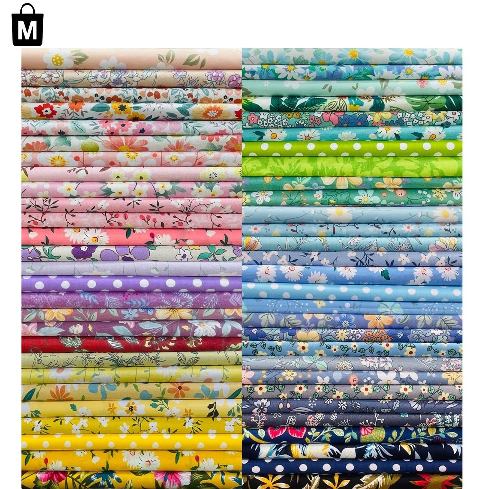 Durable 50 Pcs 10×10 Floral Cotton Squares – Ideal for Kids’ Crafts & Quilting