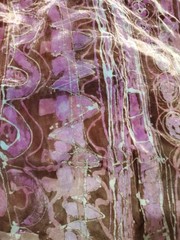 2.5 Yds Vintage Estate Batik Velvet Fabric 100 X 42 Magenta Blue Lavender Purple
