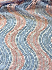 57″ Wide Grey and Pink Wavy Embroidery Lace Fabric for Sewing/Crafts/ Bridal