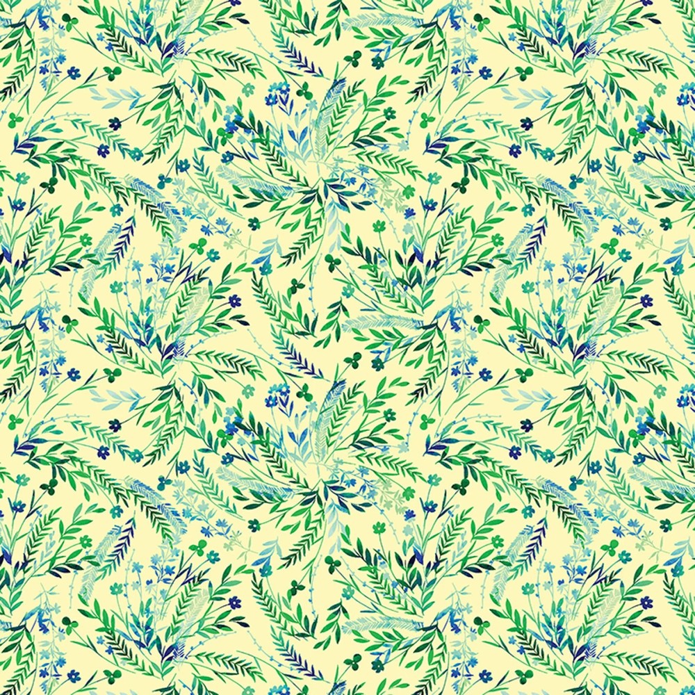 BENARTEX – Capri by Kanvas Studio – Leafy Oasis – Lemon Yellow ,1/4 yard