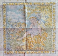 Set of 2 Yellow Fabric Freedom”Sweet Dreams” Angel Cotton Fabric Blocks 6.75″ Sq