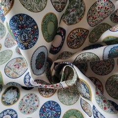 Old Fashioned Floral Plates on Ivory Japanese Cotton Shirting – NO METALLIC