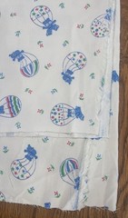 1 Yd Vintage White Corduroy Fabric Bear Balloon Blue Polka Dot Star 57W Juvenile
