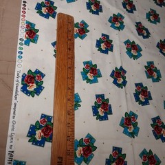 “Lady Of Guadalupe” Fabric 1 Yd Decorative Blue Crosses White Background