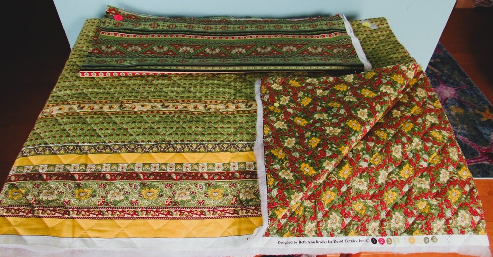 DAVID TEXTILES DOUBLE SIDED QUILTED COTTON FABRIC 3 YDS 54″ WIDE & COORD 2 YDS
