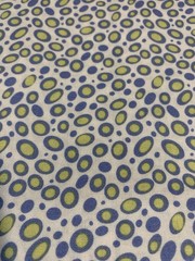 “Go Girl” Ovals & Polka Dots Fabric Remnant By Top Drawer Blue Green And White