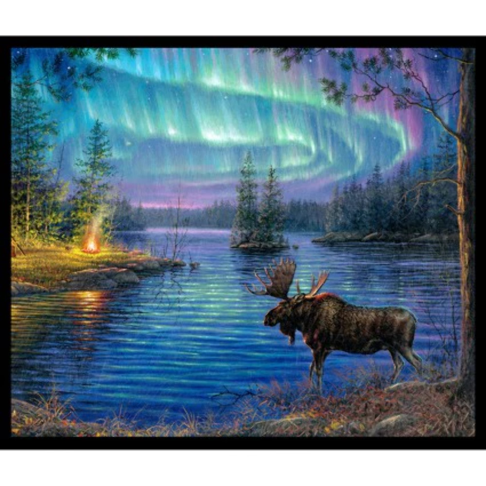 Northern Lights Moose 35″ x 43″ Digital Panel