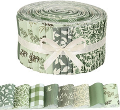 40 Pcs Sage Green Floral Cotton Jelly Fabric Strips Spring Sage Leaves Fabric St