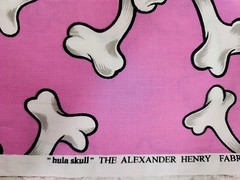Alexander Henry Fabric hula skull Pink Cotton Half Yard Skull And Bones
