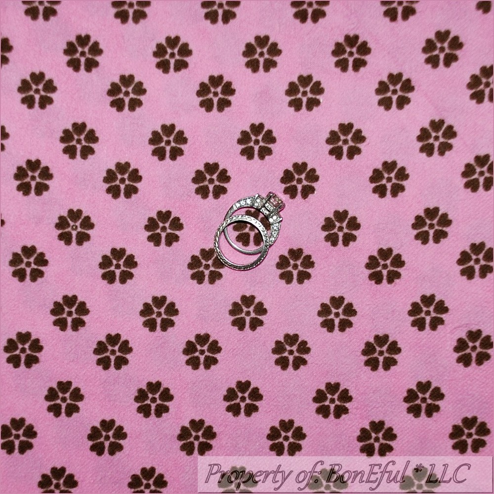 BonEful Fabric FQ Flannel Quilt Pink Brown Calico Flower Stripe Dot Girl Heart S