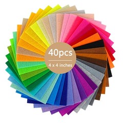 40Pcs 4″x4″ Felt Sheets Soft Felt Squares Fabric for DIY Craft