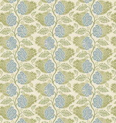 GP & J BAKER CURTAIN FABRIC DESIGN Calcot 5.2 METRES LINEN BLEND GREEN/BLUE