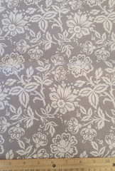 Gray White Floral JoAnn Fabric Flowers Blender Cotton Fabric