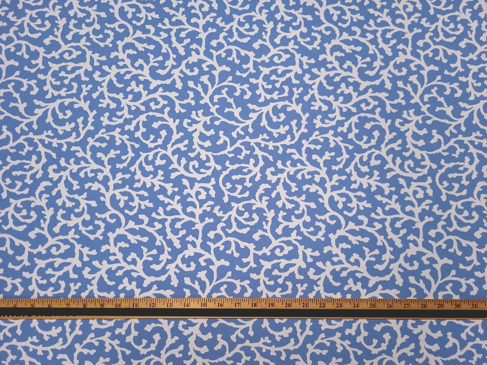 P Kaufmann SAVOY SILHOUETTE BLUEBELL Indigo Jacobean Designer Drapery Uph Fabric