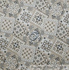 BonEful Fabric FQ Cotton Quilt Brown Khaki B&W Flower Paisley Bandana Farm House