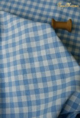140x50cm Vintage Blue Linen Plaid Striped Yarn-Dyed Cotton Fabric Tablecloth