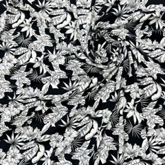 Spandex Fabric 4 way Stretch White & Black Flowers Print by Yard for Swimwear