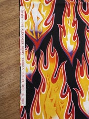 Alexander Henry Fabric Fire Girls 2003 Black 1 Yard Pinup Girls Flames