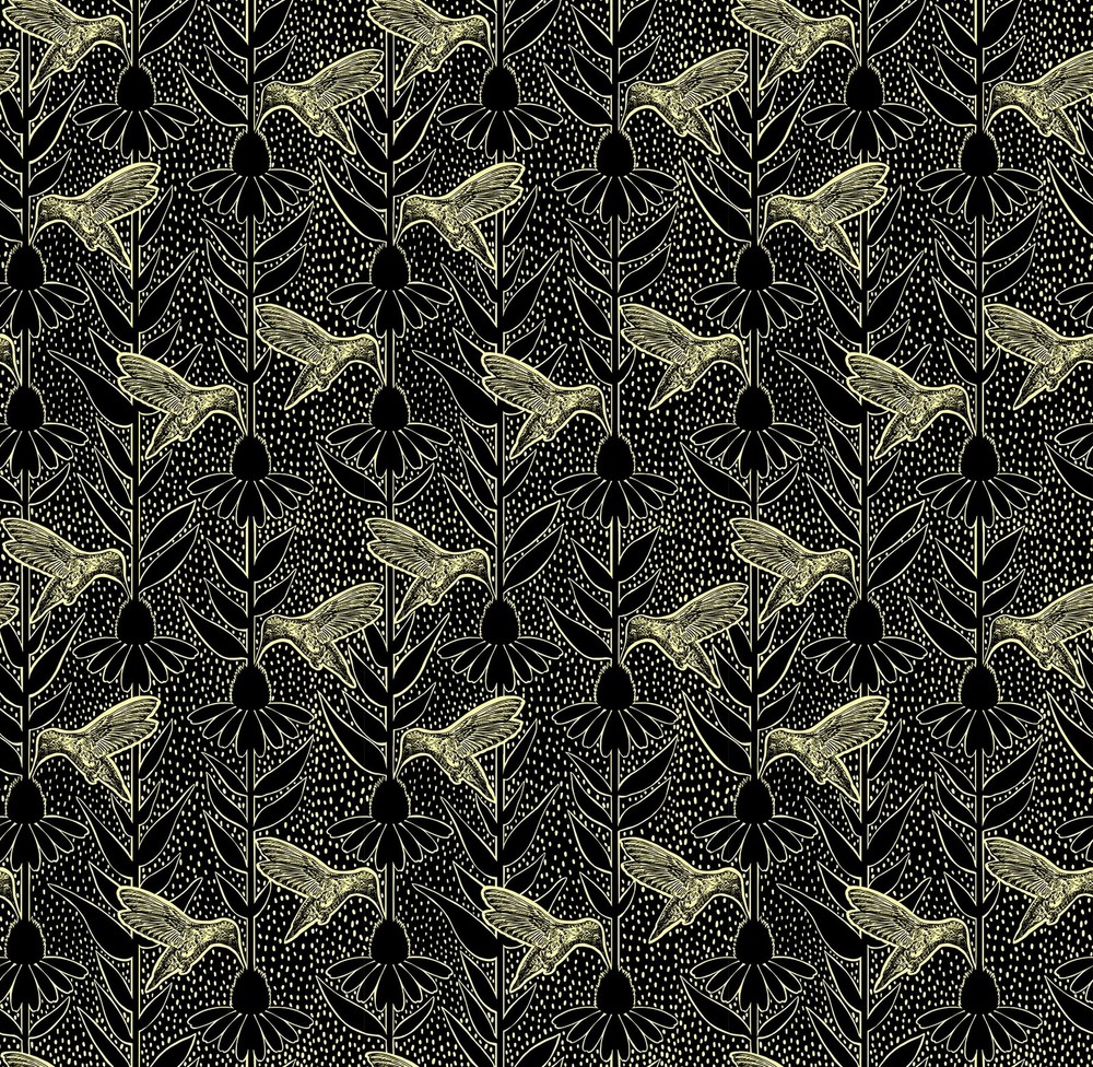 NORTHCOTT – Indelible: Ink by Anna Maria – Humming – Black ,1/4 yard