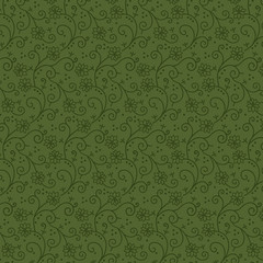 Swirling Vines, Hunter Green, Fabric, Peppermint & Pine, Marcus Fabrics R791913D