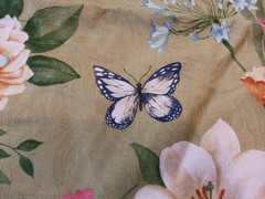 Pretty Richloom Cotton Canvas Home Decor Fabric Fresh Green w Flowers Butterflie