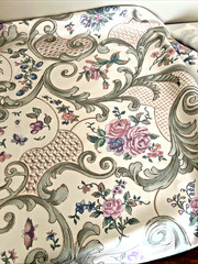 Anna Ruben 1990 Cotton Sateen Fabric Country Cottage Floral Lace Scrolls 4 yds.