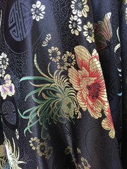 Kate BLACK Floral Brocade Chinese Satin Fabric by the Yard – 10037