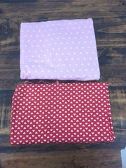 Lot of Fabric, pink with white polka dots, red with white hearts, 1lb 10lb