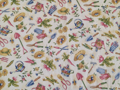 Vintage Hoffman Cotton Fabric Cottagecore Quilting Garden Hats Floral 42 x 66″