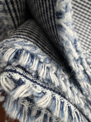 Woven navy & white check plaid fabric, 5.5 yard length, 59″ wide. For aprons +