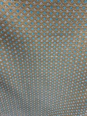 TURQUOISE BLUE GOLD DIAMOND CHENILLE UPHOLSTERY BROCADE FABRIC (56 in.) Sold BTY