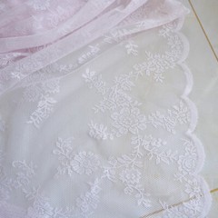 1M Embroidery Lace Mesh Fabric Tulle for Bridal Wedding Dress Curtain Tablecloth