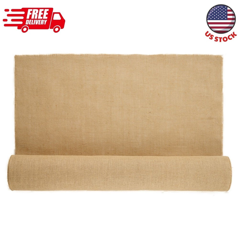 Natural Burlap Fabric Roll, 40” x 75 ft & 50 x 50 High-Density Jute Fabric