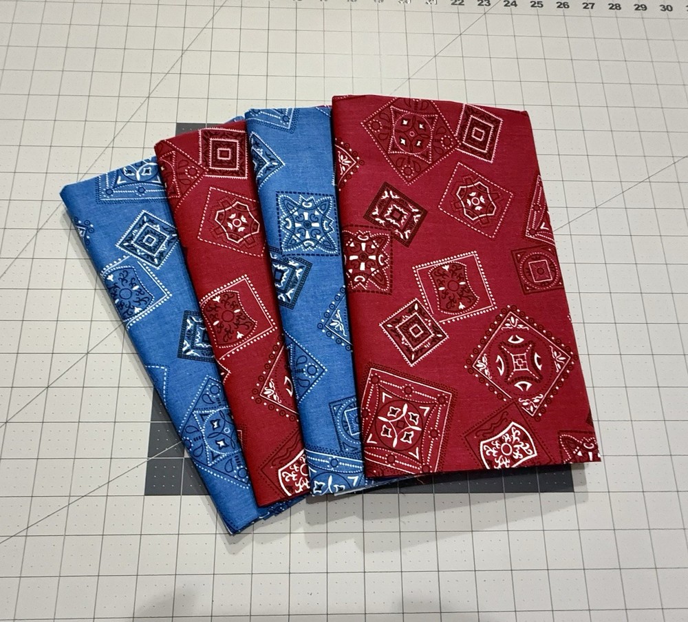 4 Yards Of 100% Cotton Fabric Vintage Prints Blue & Red Paisley