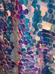 20mm Clear White Iridescent Dangled Sequins Fabric Sold by yard -on Mesh Base